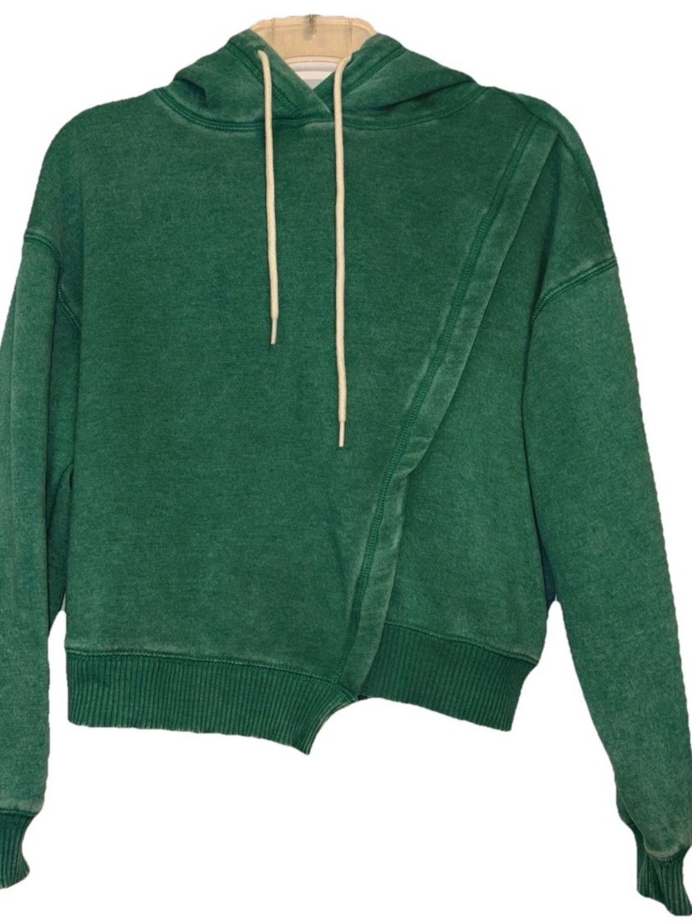 Zenana Forest Green Hooded Pullover with White Drawstrings